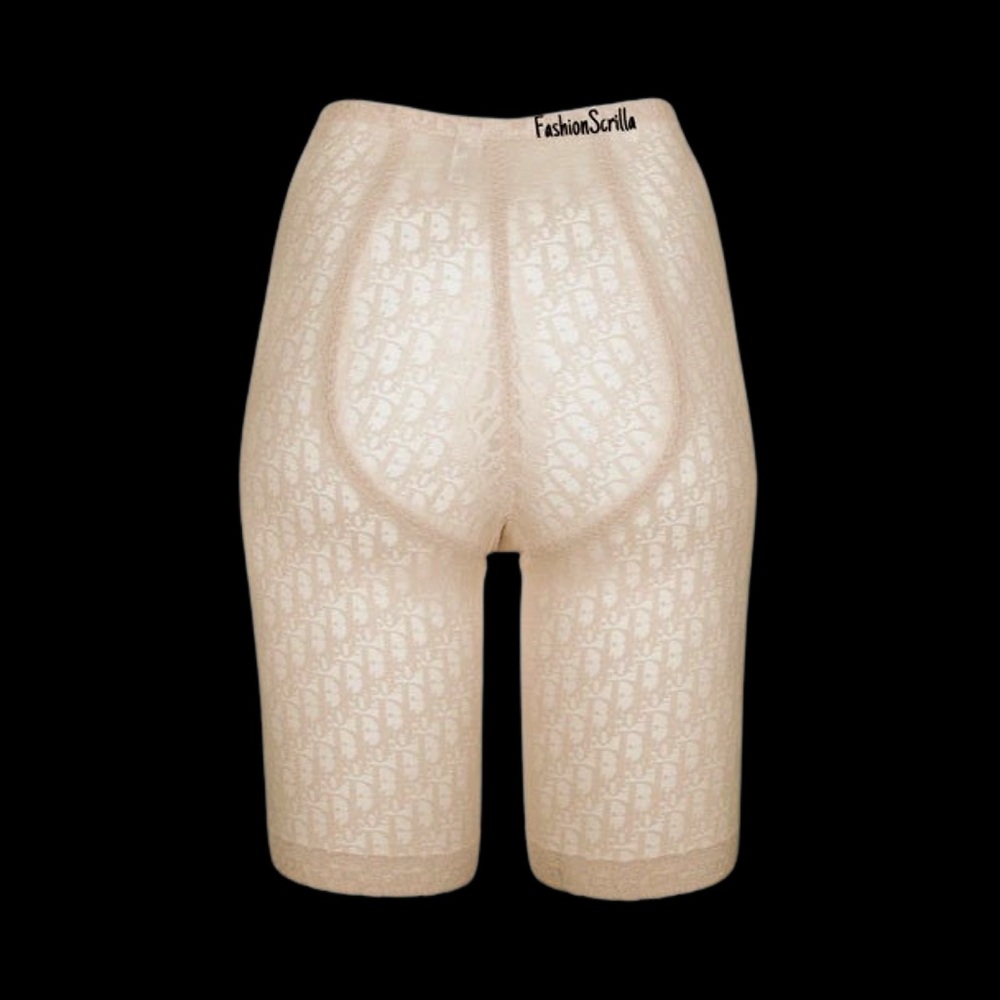 Dior 80’s Vintage Monogram Logo Nude Beige Biker Lingerie Girdle Shorts - Picture 4 of 13